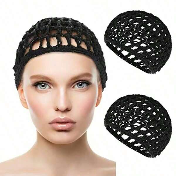 1Piece/Set Of Crocheted Mesh Hairnet, Knitted Scarf Hat, Women's Thickened Hairnet, Sleep Scarf Cover, Black Hairnet, Long Straight Hair Protection Cap, Ballet Hat, Suitable For Men And Women.