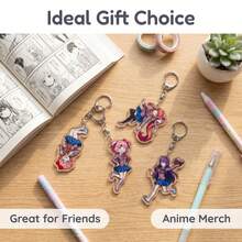 DDLC Doki Doki Literature Club Natsuki Acrylic Keychain Cute Anime Girl Charm Visual Novel Game Character Merch Desk Decor Backpack Bag Pendant Room Decor Home Decor Back To School Collectible Otaku Gift Anime Accessory Desktop Display Fan Gift - Multicolor 3 - View 6