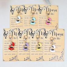 7 piezas/12 piezas Llaveros de la serie musical - Incluye tarjetas de felicitación musical, adecuado para regalos de fiesta de cumpleaños, eventos escolares, decoración de mochilas - Regalos con tema musical; adecuado para llaveros de salidas de viaje, atuendo de festival de música, regalos de vacaciones - Multicolor - Ver 4