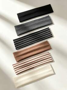 6pcs Casual Minimalist Basic Striped + Solid Color Women's Headbands, Suitable For Sports, Outings And Daily Wear - Multicolor - View 5