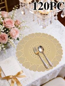 4/120pcs Hollow Gold PVC Placemats, Washable Tabletop Protector, Non-Slip Table Mat, Odorless Decorative Mat, Suitable For Restaurant, Cafe, Homestay, Fit For Holiday, Party, Gathering, Birthday, Wedding, Dinner - Multicolor - View 16
