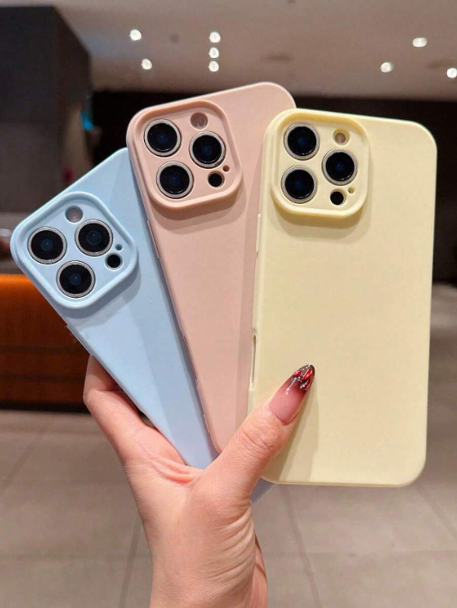 3 paquets de coques de téléphone en silicone souple de couleur unie avec trous fins, couverture complète et bords droits, coque de protection de téléphone de couleur claire et fraîche, compatible avec les modèles de téléphone 16promax/15Promax/14Promax/13Promax/12/12pro/Xsmax/Xr - Multicolore - Voir 1