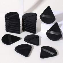 20 piezas Esponja de maquillaje triangular de terciopelo tipo pizza, mini esponja para rostro, herramienta cosmética lavable y ligera, apta para todo tipo de piel, ideal para principiantes de maquillaje, para aplicación de polvo en húmedo y seco - Negro - Ver 7