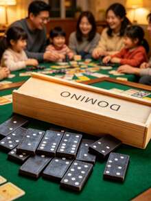 28片黑色骨牌組，經典桌面互動棋盤遊戲，成人教育學習玩具，家庭派對休閒遊戲 - 多米諾 - 查看 5