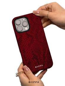 GIIPPA 1pc Burgundy Python Pattern Design Phone 17 Pro Max Phone Case, Compatible With Phone 16 Pro Max, 15 Pro Max, 14 Pro Max, Korean-Style High-End Fashionable And Interesting Phone Case, Compatible With 11/12/13/14/15/16 Pro Max Plus, Elegant Design Suitable For Men And Women, Perfect Gift For Girlfriend On Christmas, Valentine's Day, Easter, Wedding Season And Birthday! - Multicolor - View 4