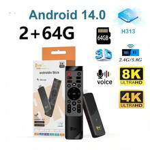 1 pieza Palo de TV inteligente con sistema operativo Android 14 y procesador AllWinner H313, compatible con actualización OTA, hasta 64GB de almacenamiento, reproducción de video 8K/4K, WiFi 4G/5G, HDR10 y control remoto de voz - Negro - Ver 3