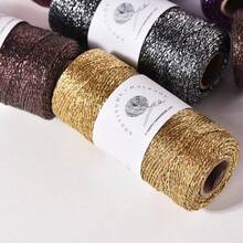 Rouleau de fil de crochet métallique brillant 1mm/100M, fil à tricoter argent rose or, décoration de Noël DIY, sac, décoration de la maison, décoration de la chambre, décoration murale, projet de crochet, artisanat fait main, matériau de cadeau fait main - Multicolore - Voir 2