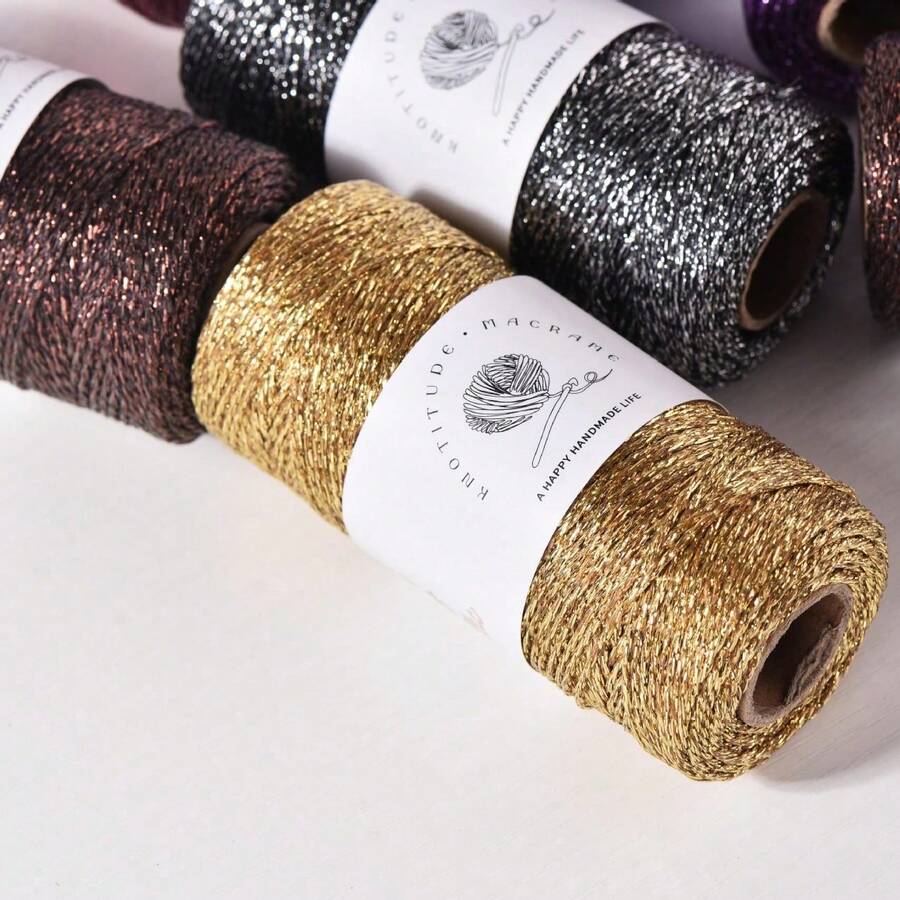 Rouleau de fil de crochet métallique brillant 1mm/100M, fil à tricoter argent rose or, décoration de Noël DIY, sac, décoration de la maison, décoration de la chambre, décoration murale, projet de crochet, artisanat fait main, matériau de cadeau fait main