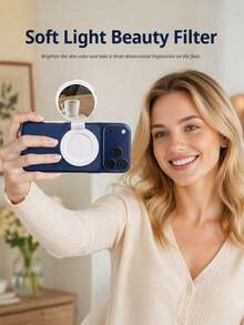 Rechargeable Fill Light With Mirror For Magsafe LED Phone Light Attachment Selfie Ring Light Brightness Adjustable, Compatible With Magsafe For IPhone Smartphone Vlogs/Photography/Video Conference - one-size - View 1