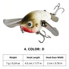 1pc 7g Water Cicada Floating Crawler Lure, Surface Ripple Floating Bass Fishing Hard Bait With Double Hooks, Strong Vibration Attracts Fish - Multicolor - View 10