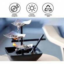 Decorative Fountain For Home And Garden With LED Lights - Black - View 5