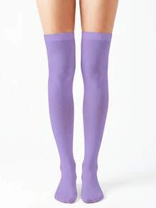 1 Pair Multi-Color Velvet Over-The-Knee High Socks, Fashion & Versatile, Spring And Autumn, Y2k, Cozy - Multicolor - View 33