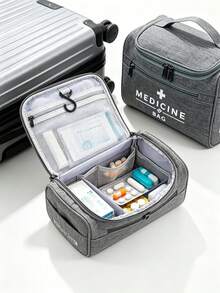 Bolsa vacía para pastillas de viaje con etiqueta "Bolsa de Medicinas", bolsa de almacenamiento multifuncional con compartimentos, caja organizadora de medicinas portátil, esencial para profesionales de la salud, trabajadores de oficina, estudiantes y familias - Multicolor - Ver 2