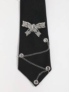 1 pieza Collar casual de moda para mujer con decoración de cadena en forma de corazón/mariposa sin nudo, adecuado para campus, actuaciones, accesorio de atuendo para sesión de fotos - Multicolor - Ver 10