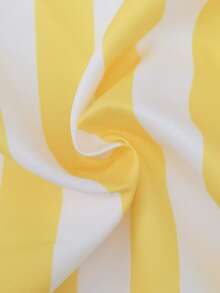 Atasan Tank Tanpa Lengan Bergaris Kasual untuk Musim Semi/Gugur, Desain Blok Warna, Penutup Kancing, Hem Berlipit, Blus Wanita Elegan Warna Kuning untuk Musim Panas - Kuning - View 11