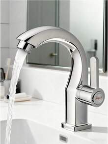 Single Hole Black Moon Arc Sink Faucet - Durable Zinc Alloy Construction, Built-In Water Filter, Ceramic Valve Core Ensures Smooth Cold Water Flow, Easy Installation, Long-Lasting Performance - Multicolor - View 1