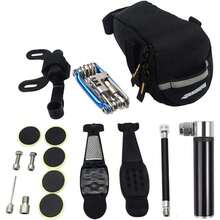 Bike Tire Repair Kit And Bike Pump - Presta And Schrader Glueless Puncture Repair Kit (Up To 120 PSI) Road Mountain Bikes And BMX Bikes With Bike Tail Bag - Multicolor - View 1