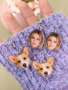 Custom Photo Acrylic Earrings, Customizable Portrait Or Pet Photo Pendant Earrings,Women's Earrings, Perfect For Parties, Birthdays, And Anniversaries - Multicolor - View 5