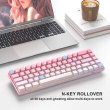 MageGee -BOX Wired Real Mechanical Keyboard, 60% 68 Keys, Mini Design, RGB Backlit, Shine-Through Keycaps, Red Switch Gsming Keyboard For PC/Laptop/Gaming/Office/Gift - View 9