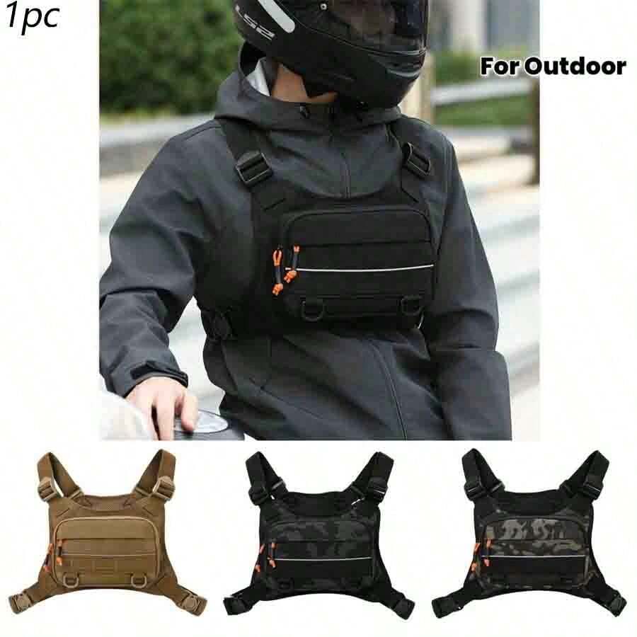 1pc Men's Chest Bag, Motorcycle, Bicycle Riding Bag, Outdoor Sports Training Fitness Chest Bag, Lure Fly Fishing Bag, Wilderness Exploration, Camping Personal Item Storage Bag, Lightweight Outdoor Bag - A - View 1