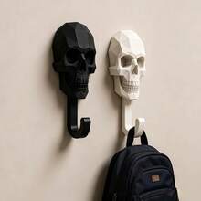 2/4 Peças Ganchos de Parede em Estilo Gótico com Cabeça de Caveira, Design Realista de Relevo Majestoso e Misterioso, Ganchos para Pendurar Chaves, Bolsas, Chapéus e Lenços, Adequado para Entrada, Banheiro e Quarto. - A - Visão 11