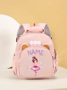 1pc Mini Back To School Personalized Bear Backpack, Versatile Casual Ballet Cartoon Girl Butterfly Print, Zipper Closure, Nylon Material, Adjustable Shoulder Strap, Hand-Carry, Suitable For School, Shopping, Daily Outings, Birthday Gift - Multicolor - View 16