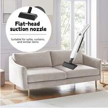 1Pc White Cordless Stick Vacuum Cleaner,50W 7.4V 2000mAh Battery 30Mins Runtime,Below 10KPA Suction Low Noise 36-45dB Dry Dust Bin Handheld Vacuum With Flat Nozzle,Lightweight Dust Cleaner For Home Car Hard Floor Pet Hair Cleaning - White - View 6