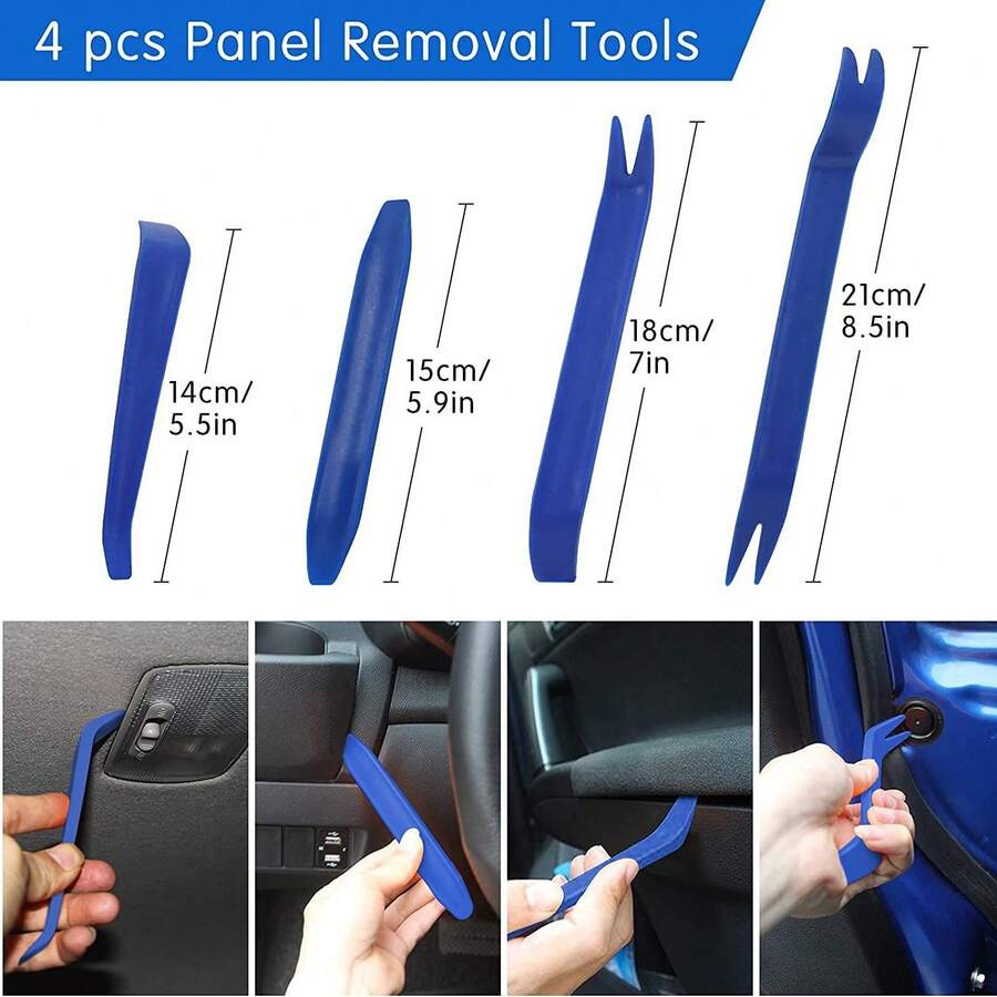 Set Alat Pembongkar Interior Mobil 4 Buah - Tuas Pengungkit Tanpa Goresan, Cocok untuk Klip dan Pengencang Panel Pintu Mobil, Konsol Tengah, dan Perbaikan Interior Lainnya, Memastikan Perawatan Tanpa Merusak Kendaraan Anda! - Beraneka warna - View 1