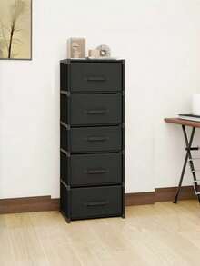 1pc Minimalist Multi-Color Fabric Drawer Cabinet, Black/Grey/White Freestanding Stackable Bedside Storage Rack, Metal Frame Space-Saving Vanity Cabinet, Suitable For Dorm, Apartment And Bedroom, Back To School And Moving Essentials, Laundry Room And Home Daily Storage - Multicolor - View 6