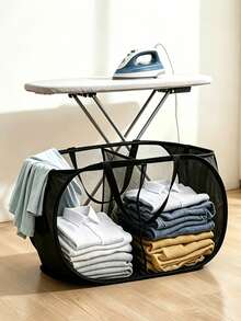 1/2pcs Classic Horizontal Laundry Basket, Hygienic Partition Design, Multi-Functional Basket, Suitable For Storing Clothes And Miscellaneous Items, Applicable For Home, Living Room, Dormitory Or Laundry Room - Multicolor - View 3