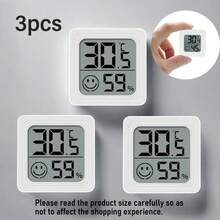 1pc/3pcs Mini Home Dehumidifier Thermometer, Micro Digital Indoor Temperature Humidity Monitor With LCD Display, Button Battery Powered, Compact & Stylish Design For Home, Teenager Room, Pet, Car, Office - Multicolor - View 2