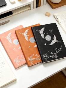 1 Peça Caderno de Couro Personalizado - Design de Garça Branca, Rosa Macio Premium, Marrom Vintage e Preto, Diário de Couro Macio, Presente do Dia dos Pais, Dia das Mães, Aniversário, Melhor Presente de Volta às Aulas, Exclusivo para Homens, Mulheres e Casais, Artesanato Requintado, Encadernação de Alta Qualidade, Presente para Estudantes, Diário da Moda, Lembrança Emocionante, Escolha Elegante para Amigos - A5 - Visão 3