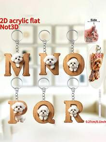 [2D Flat] 1PC 2D Acrylic Maltese Dog Letter Novelty Keychain For Women, Holiday Gift Decorative Key Pendant, Car Key Chain, Backpack Wallet Key Chain - Dog - View 3