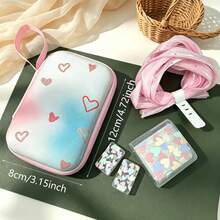 6pcs Colorful Heart/Cow Print Hard Shell Cable Organizer Set, Includes Storage Bag/Charging Case/Cable Clip/Pleated Chiffon Cable/Cable Protector, With Carrying Strap Ultra Portable, Used For CCD, Charger, Data Cable Partitioned Storage, Easy To Find Things When Going Out, No More Messy Bag - Multicolor - View 11