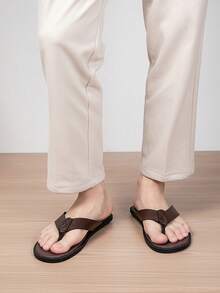 Men's Casual Beach Summer Wear-Resistant Thong Sandals - Dark Brown - View 3