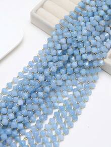 1 Strand Natural Aquamarine Stone Beads 6-10mm Faceted Bicone Shape Beads For Jewelry Making Diy Beading Accessories - Multicolor - View 4