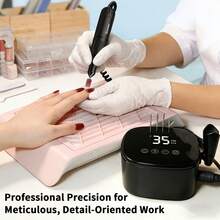 35000 RPM Professional Electric Nail Drill With Bit Holders, Touch-Button Operation, For Manicure Trimming & Gel Removal, Suitable For Nail Salon And Home Use - 黑色 - 查看 10