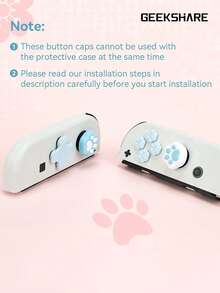 GeekShare Cute Cat Paw D-Pad And Silicone Joystick Cap Set, ABXY Button Covers Compatible With Switch/OLED, Not Compatible With Switch Lite, Not Compatible With Protective Cases - Blue and White - View 6