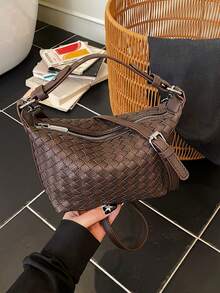 Super Popular Woven Handbag For Women 2026 New Style Large Capacity Internet Celebrity Shoulder Bag Versatile Crossbody Bag - Coffee - View 7