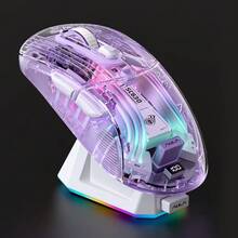 AULA SC630Pro Transparent Wireless Mouse Tri-Mode 2.4G Bluetooth Wired Gaming Mouse With Magnetic Charging Dock RGB Backlight Original AULA Office Game Mouse - View 8