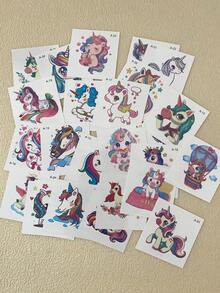 25pcs Waterproof Unicorn Pattern Tattoo Stickers, Disposable Temporary Tattoos For Children, Sweat-Proof Flower Fairy Fake Tattoo For Kids, Cute Cartoon Body Stickers Hand Tattoo Suitable For Party, Daily Time, Festival, Birthday Gifts - Multicolor - View 5