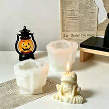 骷髏青蛙矽膠蠟燭模具,3D哥德式青蛙模具,適用於DIY萬聖節香氛蠟燭、肥皂、樹脂、黏土小雕像,恐怖居家萬聖節派對裝飾手工藝用品 - Frog - 查看 5