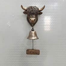 Handmade 3D Highland Cow Welcome Bell, Vintage Farmhouse Wall Mount Doorbell With Crisp Tone.Hanging Decor For Porch, Garden & Ranch, Charming Outdoor Ornament Gift For Home Entryway - Bronze - View 2