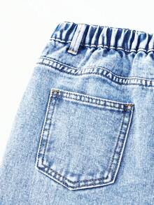 Tween Girls Y2K Casual Basic Loose Blue Jeans - Blue - View 5