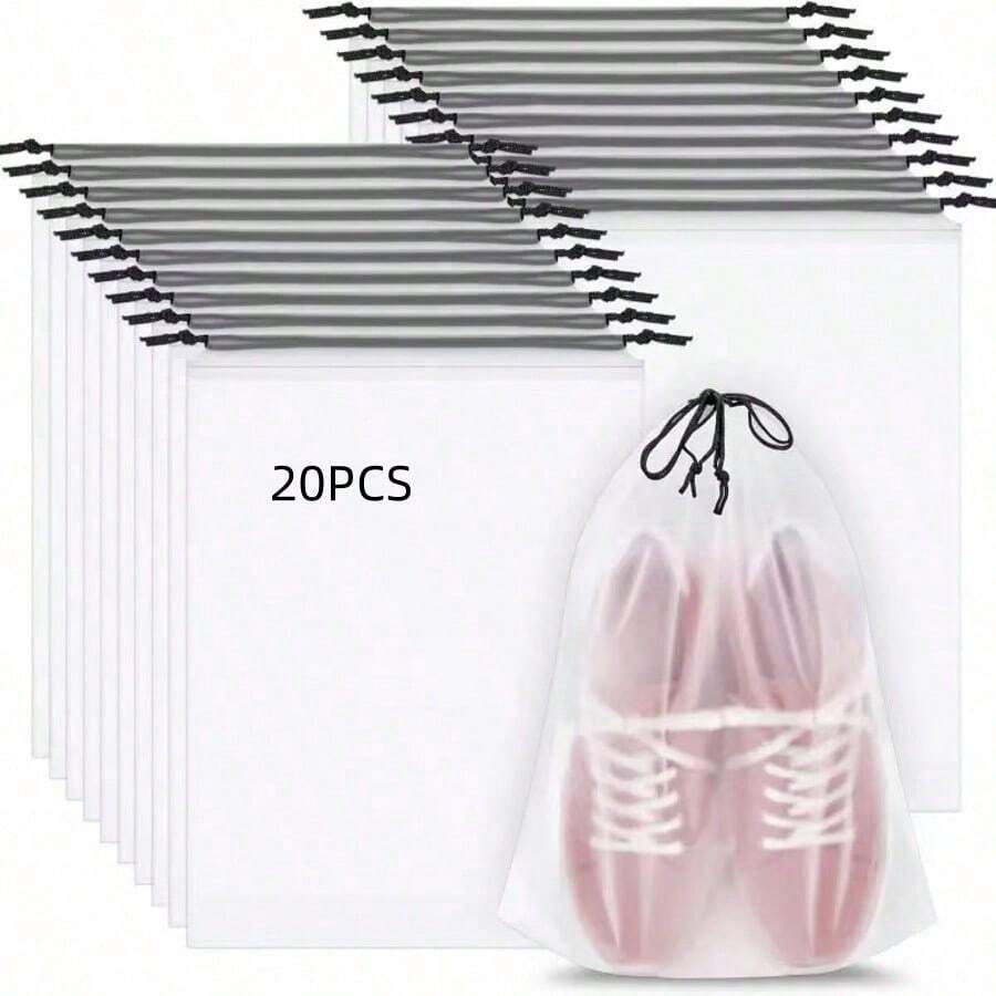 Transparent Waterproof Travel Shoe Bag (15.7 In X 11.8 In / 40 Cm X 30 Cm) – Reusable Drawstring Shoe Bag, Suitable For Luggage, Gym Or Vacation. Essential For Men And Women Travelers. - Multicolor - View 1