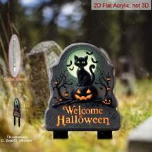2D Flat - [2D Flat]1pc 2D Flat Acrylic Black Cat & Pumpkin Pattern Garden Stake, Halloween Holiday - Themed Decoration, With Stake Base, Easy To Insert, Perfect For Home, Backyard, Lawn, Outdoor Seasonal Display - A - View 10