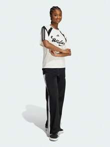 Adidas Women's W HER TEE Short Sleeve Knit Collarless T-Shirt TKB6126 - Black and White - View 7