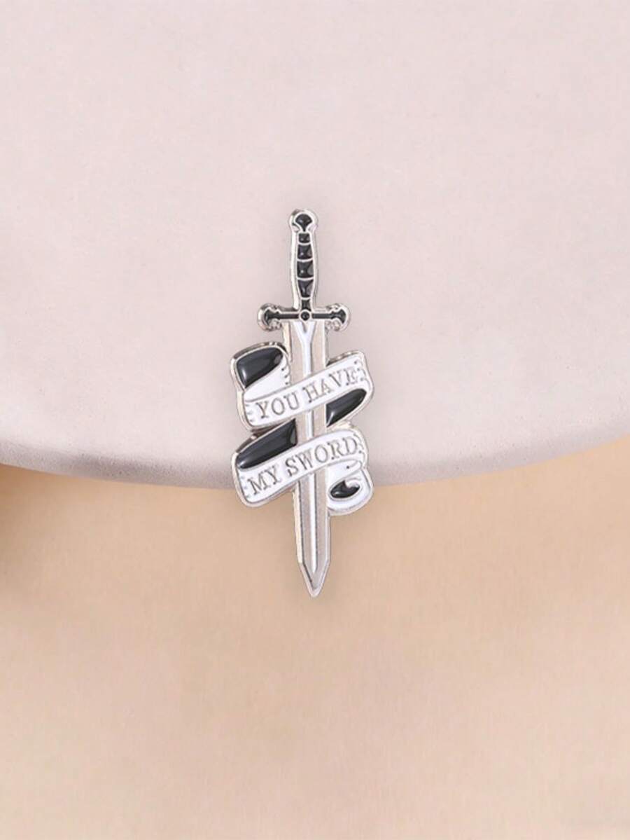 My Sword Returns To You 長劍緞帶琺瑯胸針，中世紀騎士別針，奇幻風背包裝飾禮物
