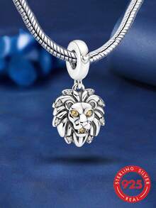 1pc 925 Sterling Silver Small Lion Bead, Suitable For Bracelet, Bangle DIY Jewelry Making And Daily Decoration, Women & Girls Jewelry Accessory - Style 19 - View 1