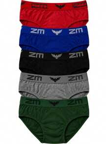 Kit com 5 Cuecas Slip Adulto em Algodão Cueca Básica Masculina Conforto e Qualidade - Multicolorido - Visão 6